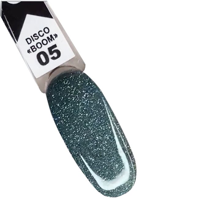 Гель-лак Oxxi Disco Boom №05 (темний бирюзово-зелений, світловідбиваючий) 10 мл