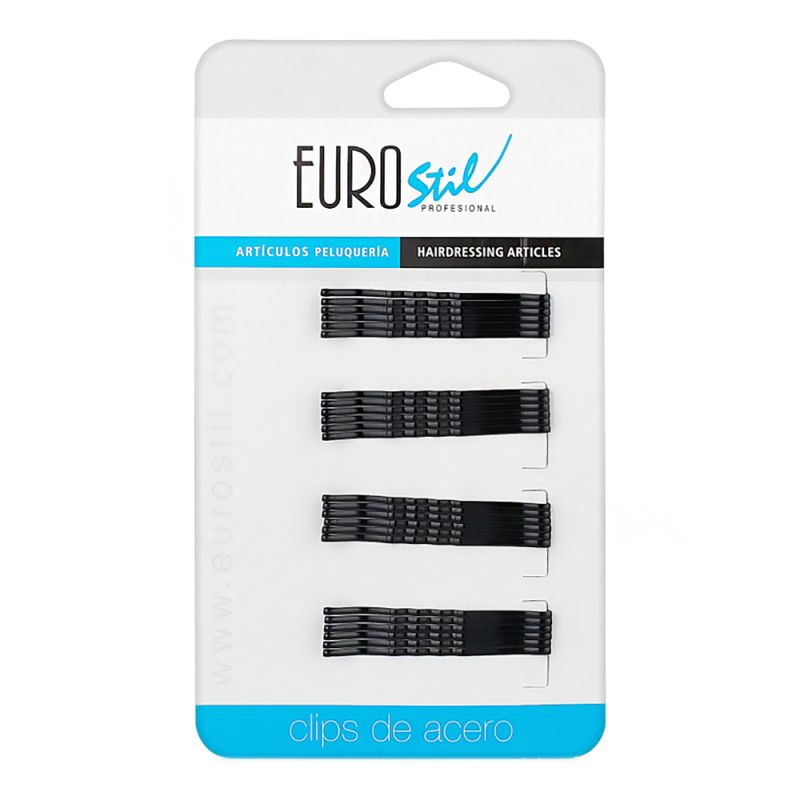 Невидимки EuroStil Hair Clips 5 см (волнистые, черный) 24 штуки