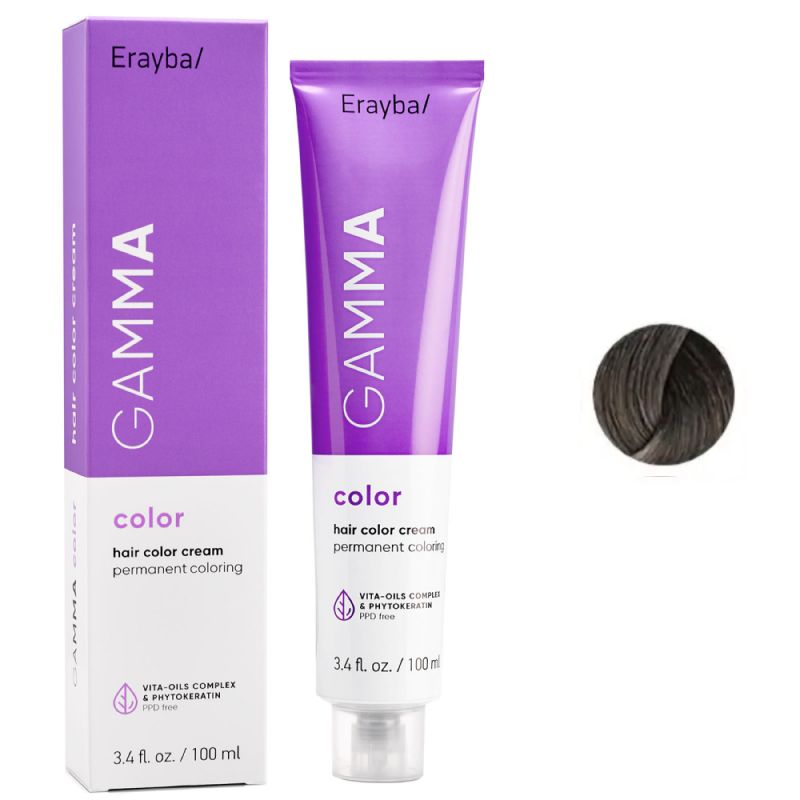 Крем-краска для волос Erayba Gamma Hair Color Cream 6.12 (темно-коричневый) 100 мл