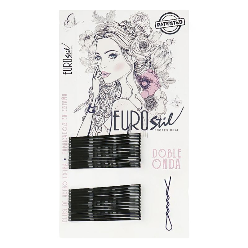 Невидимки EuroStil Hair Clips 5 см (двойные волнистые, черный) 24 штуки