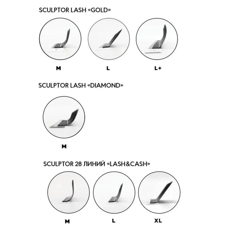 Ресницы для наращивания Sculptor Lash & Cash Mix Black изгиб M 0.10 (черный, 28 рядов, 7-13 мм)