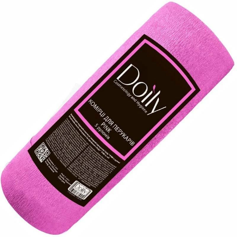 Комірець для перукарів в рулоні Doily 1 (папір, еластичний, рожевий)