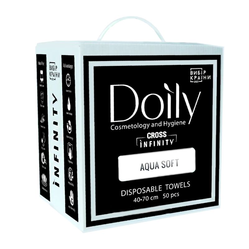 Полотенца одноразовые в коробке Doily Aqua Soft Infinity 40х70 см 50 г/м2 (целлюлоза) 50 штук
