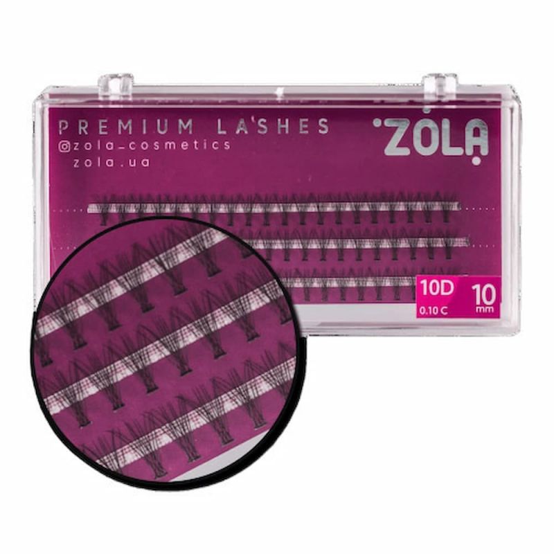Пучкові вії ZOLA Premium Lashes 10D (чорний, 10 мм)