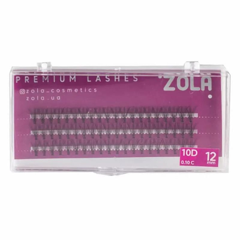 Пучкові вії ZOLA Premium Lashes 10D (чорний, 12 мм)