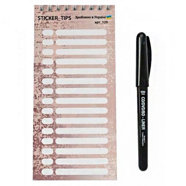 Блокнот с наклейками на типсы Sticker Tips 129 (розовое золото с маркером) 150 штук