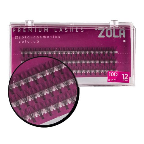 Пучкові вії ZOLA Premium Lashes 10D (чорний, 12 мм)