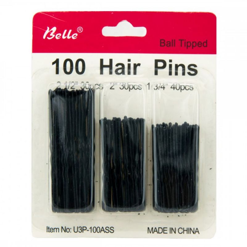 Шпильки для волосся YRE Hair Pins 3 in 1 SPDV-01 (чорний, мікс розмірів) 100 штук