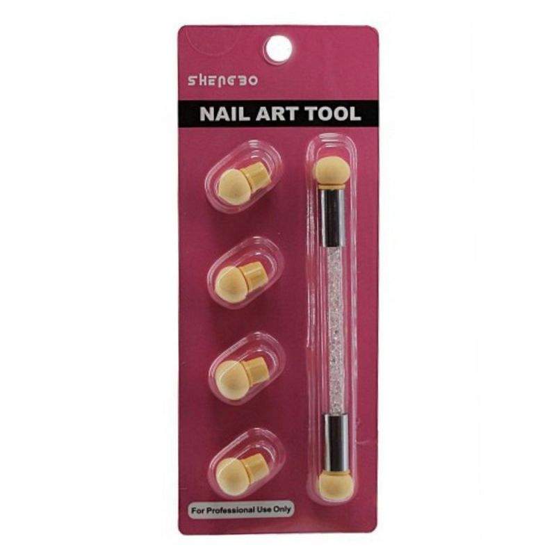 Набор для аэропуффинга Nail Art Tool (кисть + подушечки, цвет в ассортименте)
