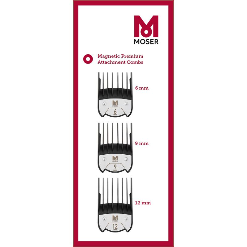 Набор насадок Moser 1801-7020 Magnetic Premium Attachment Combs (6, 9, 12 мм)