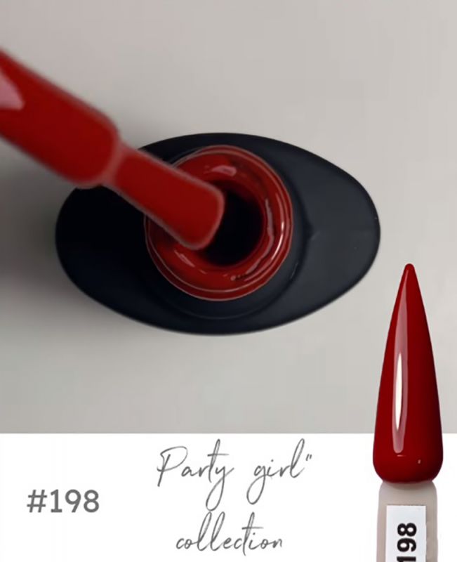 Гель-лак MG Party Girl №198 (темний червоний, емаль) 8 мл