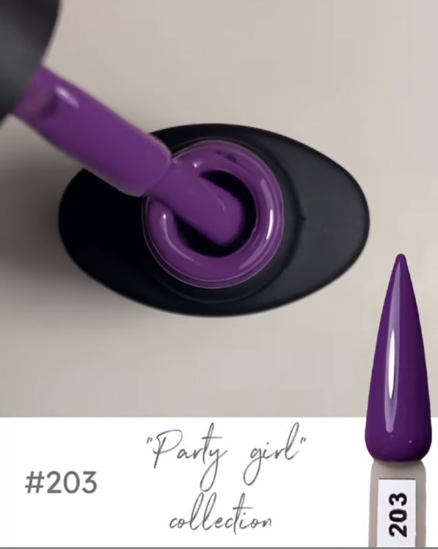 Гель-лак MG Party Girl №203 (насичений фіолетовий, емаль) 8 мл