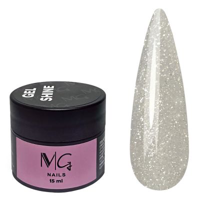 Гель для нарощування MG Shine Gel №01 (бежеве срібло, світловідбивний) 15 мл