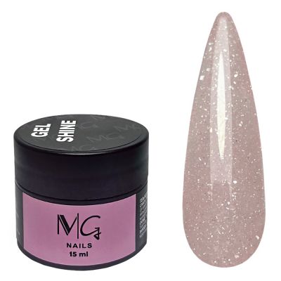 Гель для нарощування MG Shine Gel №02 (пудровий рожевий, світловідбивний) 15 мл