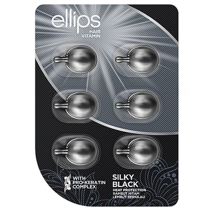 Вітаміни для волосся Ellips Hair Vitamin Silky Black With Pro-Keratin Complex 6х1 мл