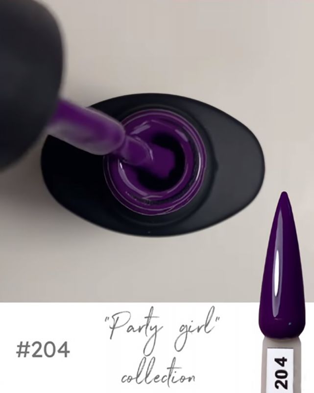 Гель-лак MG Party Girl №204 (чорнильно-фіолетовий, емаль) 8 мл