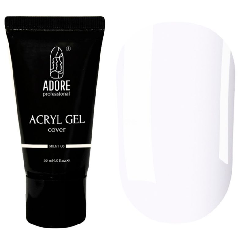 Акрил-гель для нігтів Adore Acryl Gel №08 (молочний) 30 мл