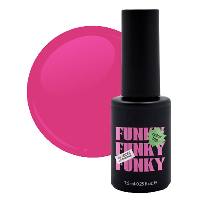 Топ для гель-лака витражный Adore Funky Color Top №02 (розовый неон) 7.5 мл