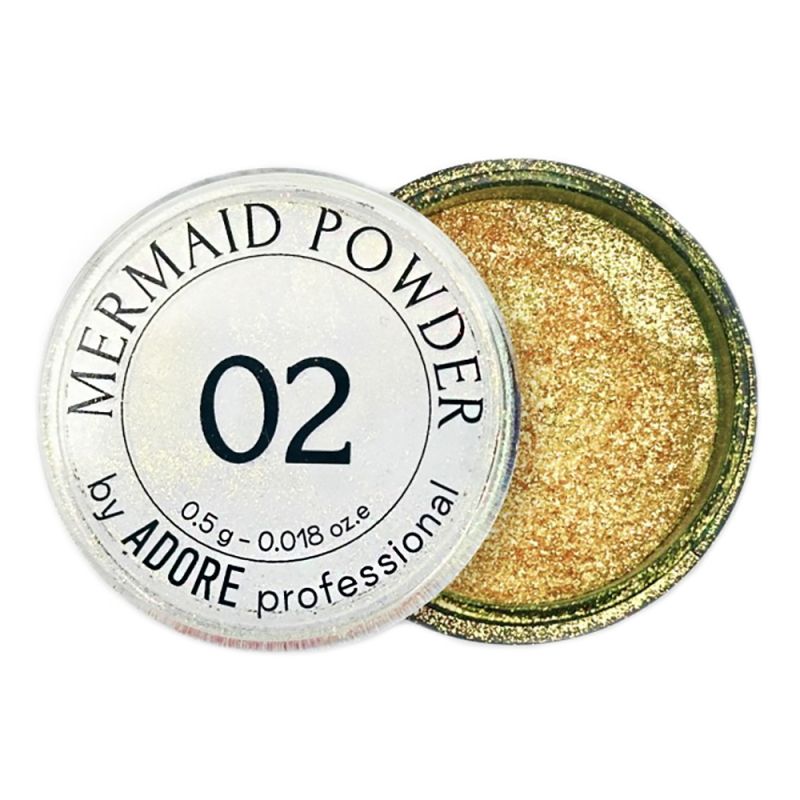 Втирка-хамелеон для ногтей Adore Mermaid Powder №02 (золотисто-бирюзовый) 0.5 г