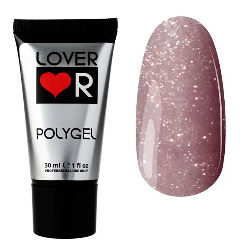 Полігель Lover Poly Gel №12 (яскраво-рожевий з блискітками) 30 мл