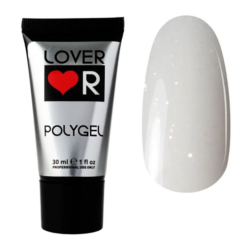 Полігель Lover Poly Gel №08 (прозорий з блискітками) 30 мл