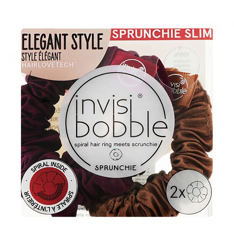Резинка для волос Invisibobble Sprunchie Slim The Snuggle Is Real Violet Gold 2 штуки