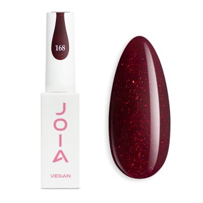 Гель-лак JOIA Vegan №168 (фиолетово-бордовый с красными блестками) 6 мл