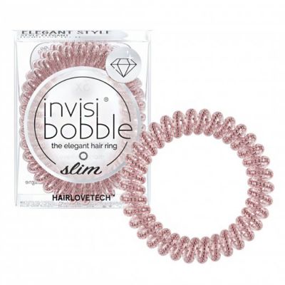 Гумка для волосся Invisibobble Slim Hair Ring Pink Monocle (мерехтливий рожевий) 3 штуки