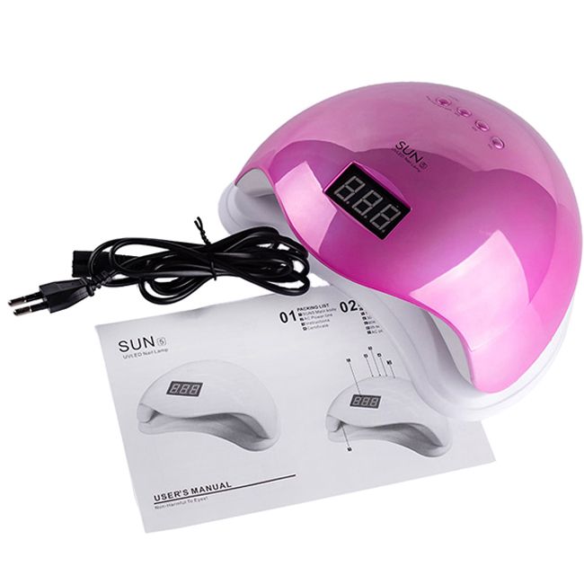 Лампа для манікюру SUN 5 Mirror LED-UV Pink 48 Вт