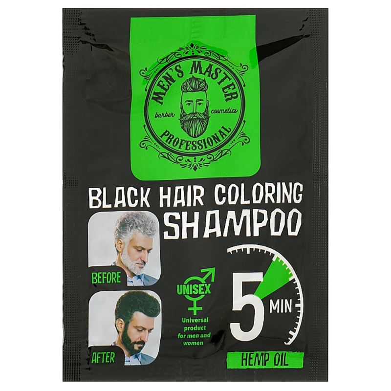 Шампунь для волосся тонуючий Men's Master Black Hair Coloring Shampoo (чорний) 25 мл