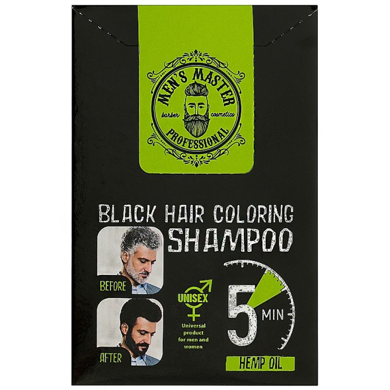 Шампунь для волосся тонуючий Men's Master Black Hair Coloring Shampoo (чорний) 10x25 мл