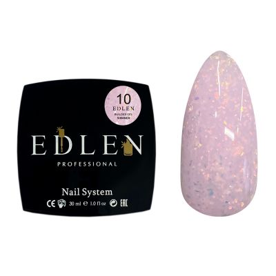 Строительный гель Edlen Builder Gel Shimmer №10 (нежно-розовый с разноцветными блестками) 30 мл