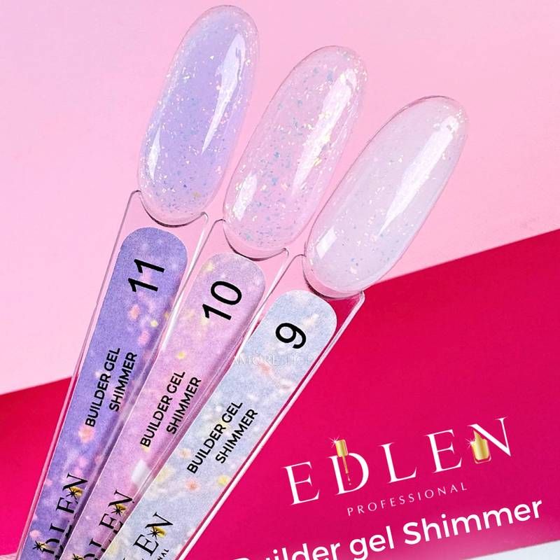 Строительный гель Edlen Builder Gel Shimmer №9 (молочный с цветными блестками) 15 мл
