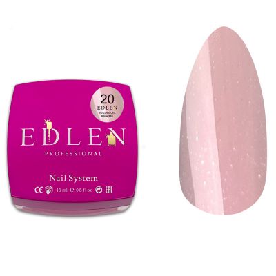 Строительный гель Edlen Princess Builder Gel №20 (пастельный розовый с мелким шиммером) 15 мл