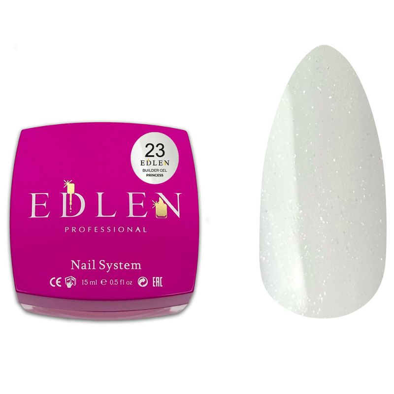 Строительный гель Edlen Princess Builder Gel №23 (молочный с мелким шиммером) 15 мл