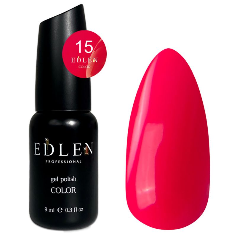 Гель-лак Edlen Color №015 (розово-красный, эмаль) 9 мл