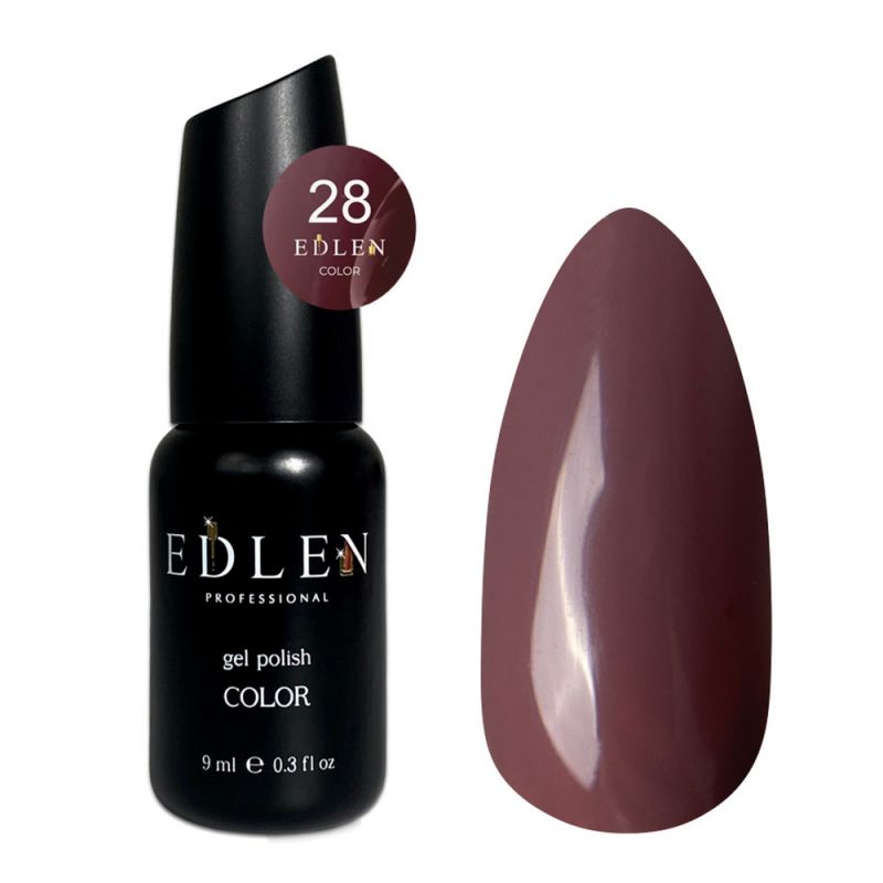 Гель-лак Edlen Color №028 (бордово-бежевий, емаль) 9 мл