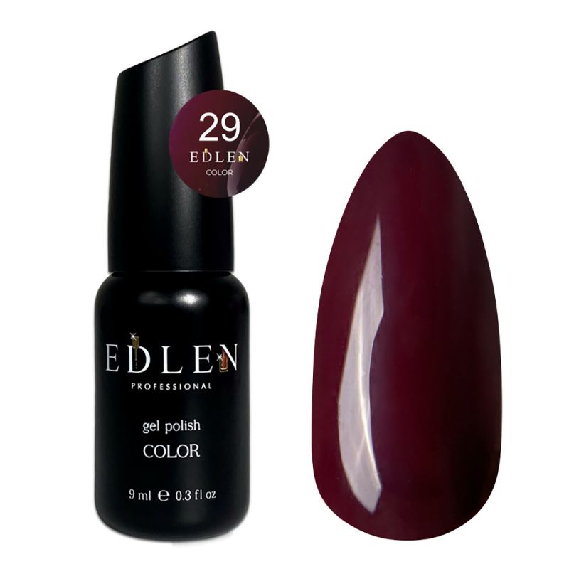 Гель-лак Edlen Color №029 (темний вишневий, емаль) 9 мл