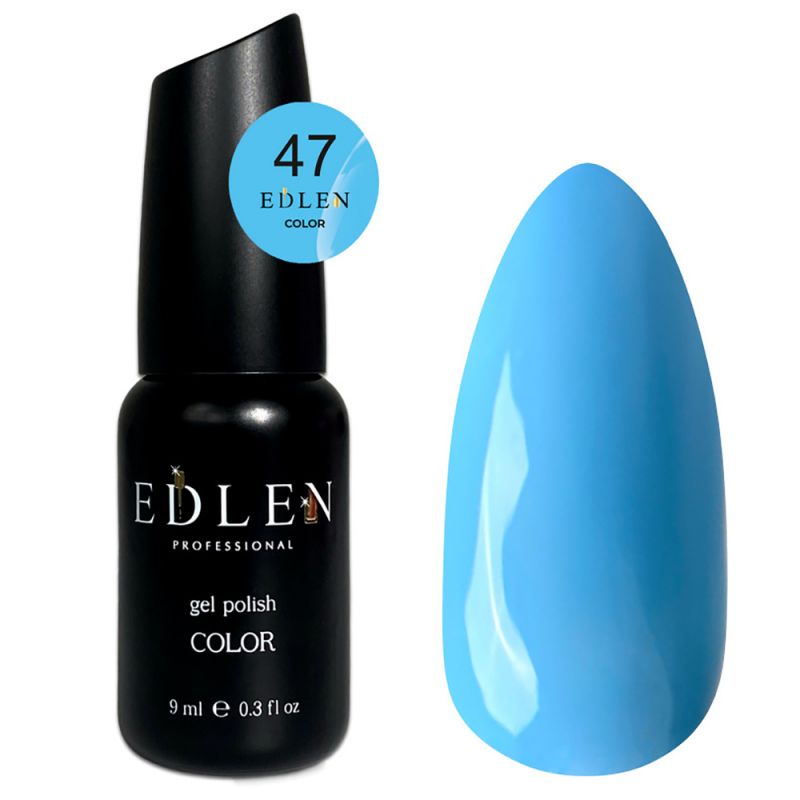 Гель-лак Edlen Color №047 (яскравий блакитний, емаль) 9 мл