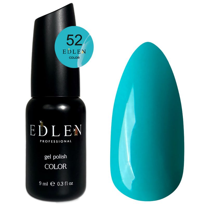 Гель-лак Edlen Color №052 (бірюзово-блакитний, емаль) 9 мл
