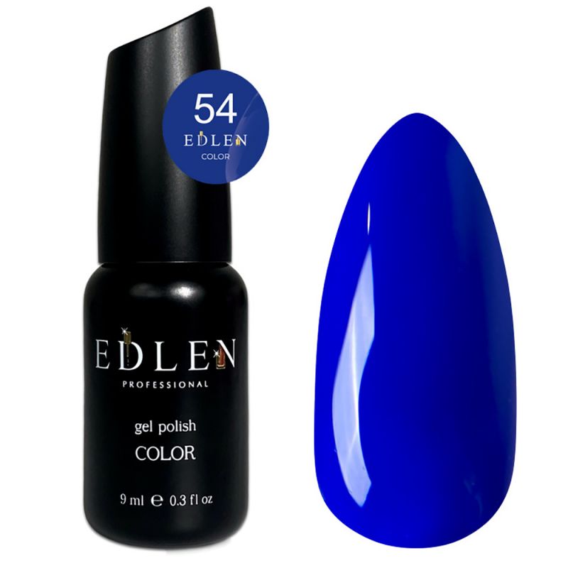 Гель-лак Edlen Color №054 (яркий синий, эмаль) 9 мл