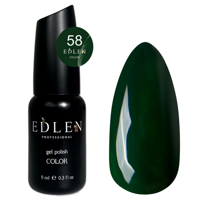Гель-лак Edlen Color №058 (темно-зеленый, эмаль) 9 мл