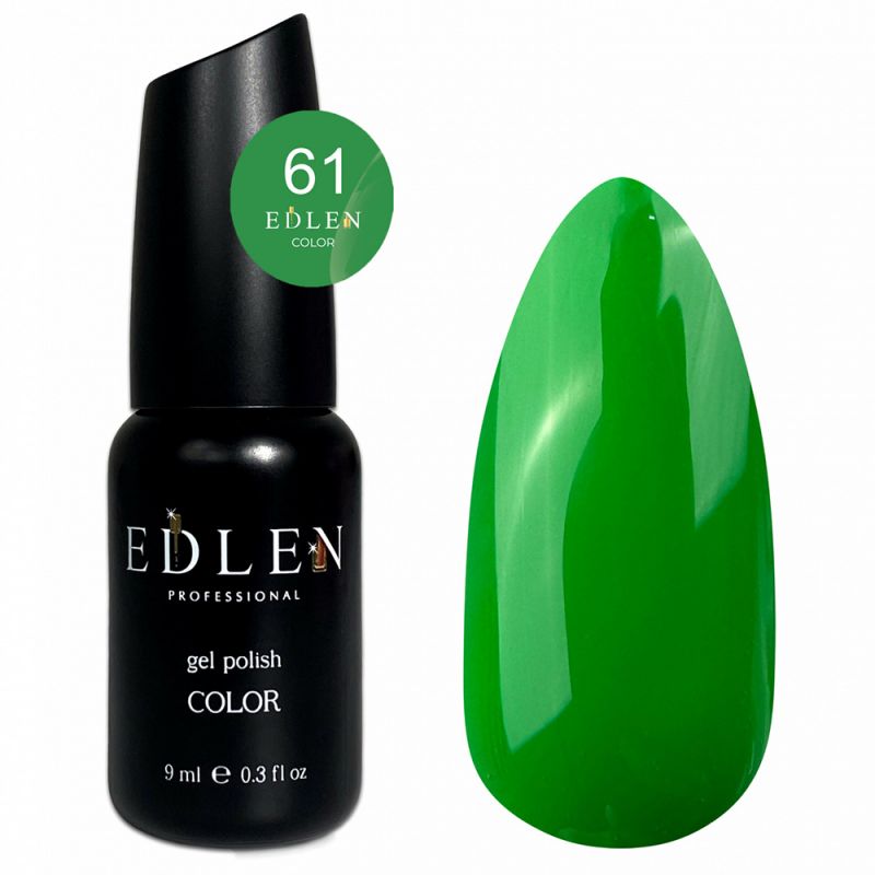 Гель-лак Edlen Color №061 (яскравий зелений, емаль) 9 мл