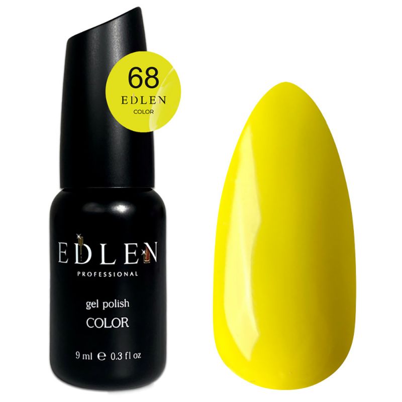 Гель-лак Edlen Color №068 (яркий желтый, эмаль) 9 мл