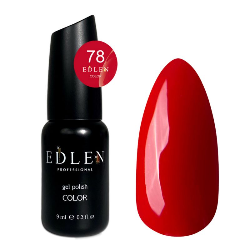 Гель-лак Edlen Color №078 (соковитий червоний, емаль) 9 мл