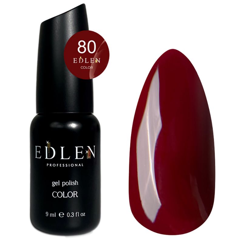 Гель-лак Edlen Color №080 (коричнево-бордовий, емаль) 9 мл