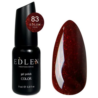 Гель-лак Edlen Color №083 (бордовый с блестками) 9 мл