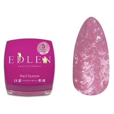 Гель для объемных дизайнов Edlen Sugar Gel №3 (розовый с разноцветными блестками) 5 мл