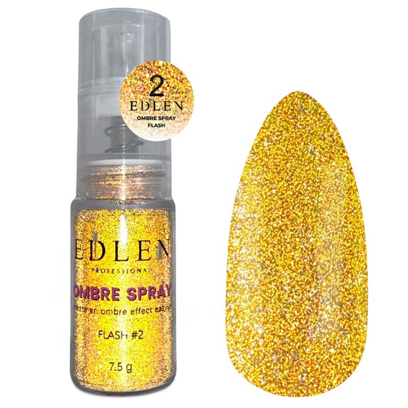 Спрей-пудра для ногтей Edlen Ombre Spray Flash №02 (золото, светоотражающий) 7.5 г