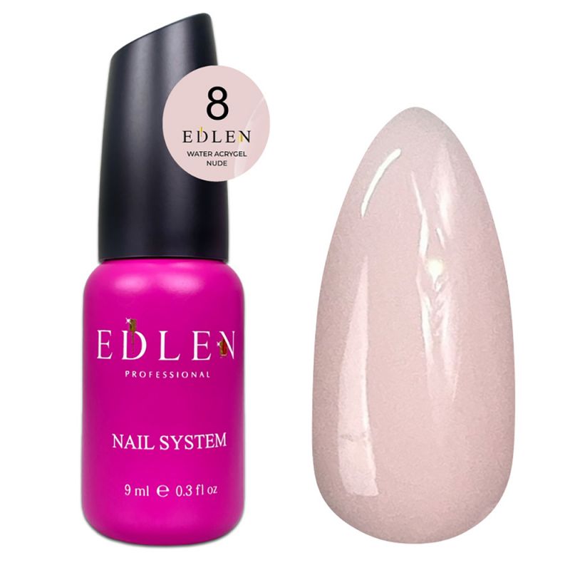 Акрил-гель для нігтів Edlen Water Acrygel Nude №08 (світло-персиковий) 9 мл